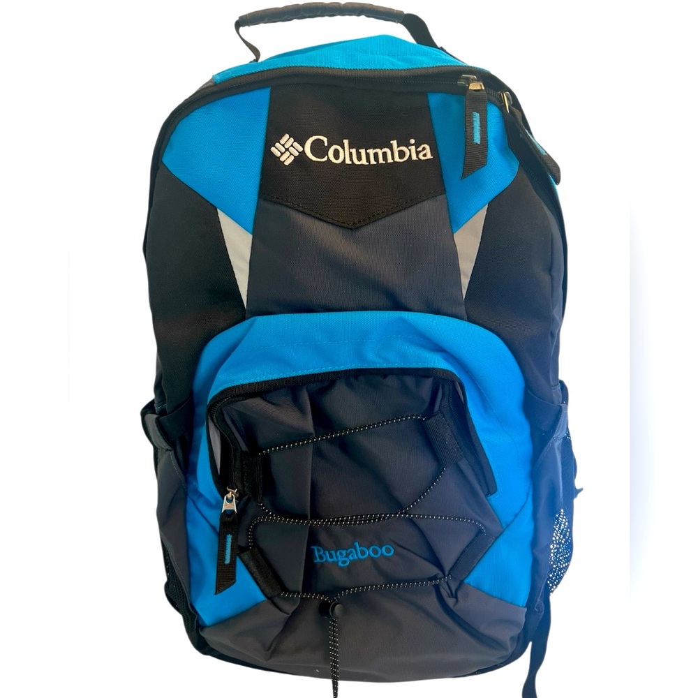 Rich Vivid Black/Blue/Gray Backpack with Laptop Compartment by Columbia Bugaboo.